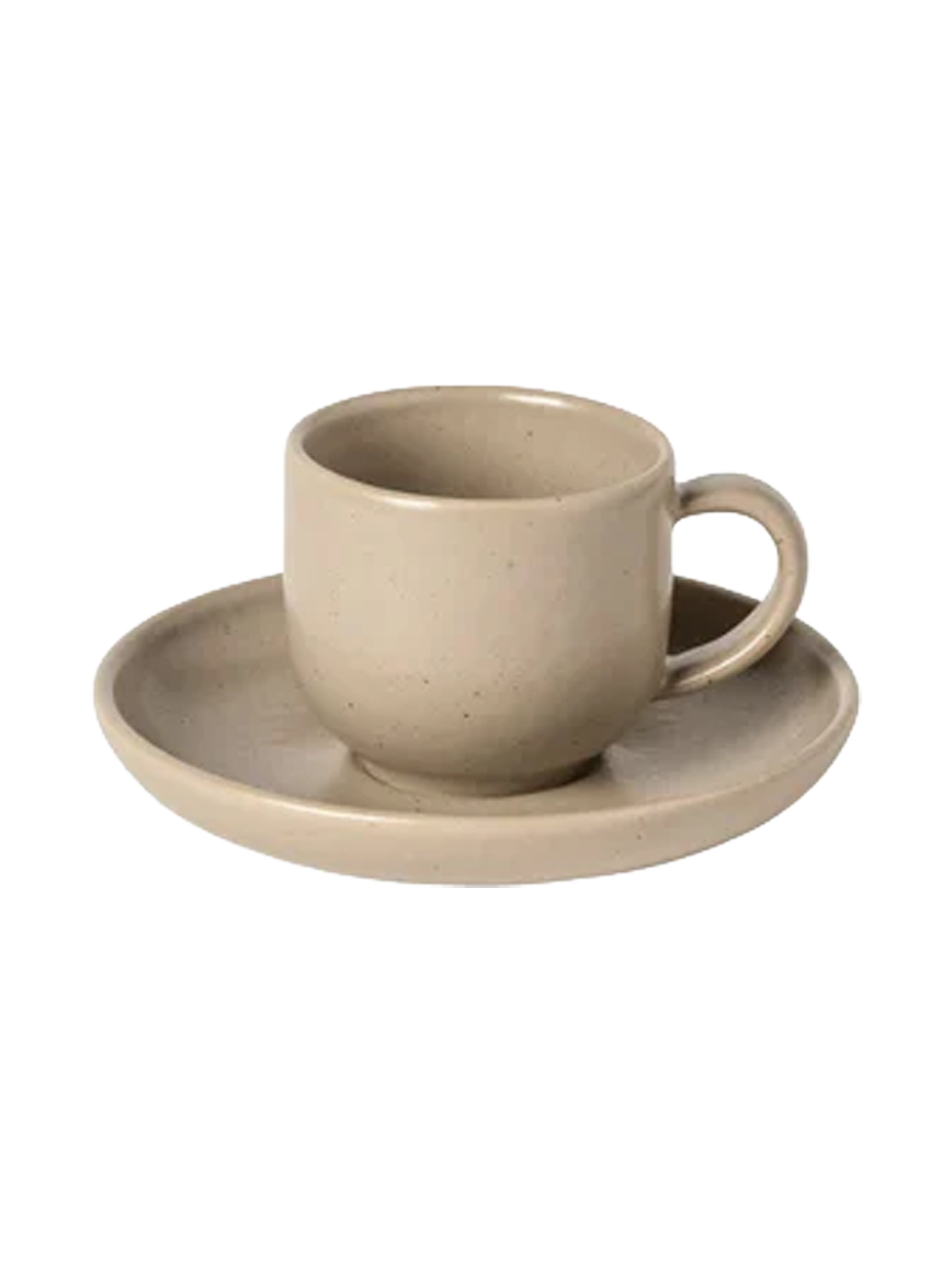 
Handmade Espresso Cup "Pacifica" with Saucer - Taupe