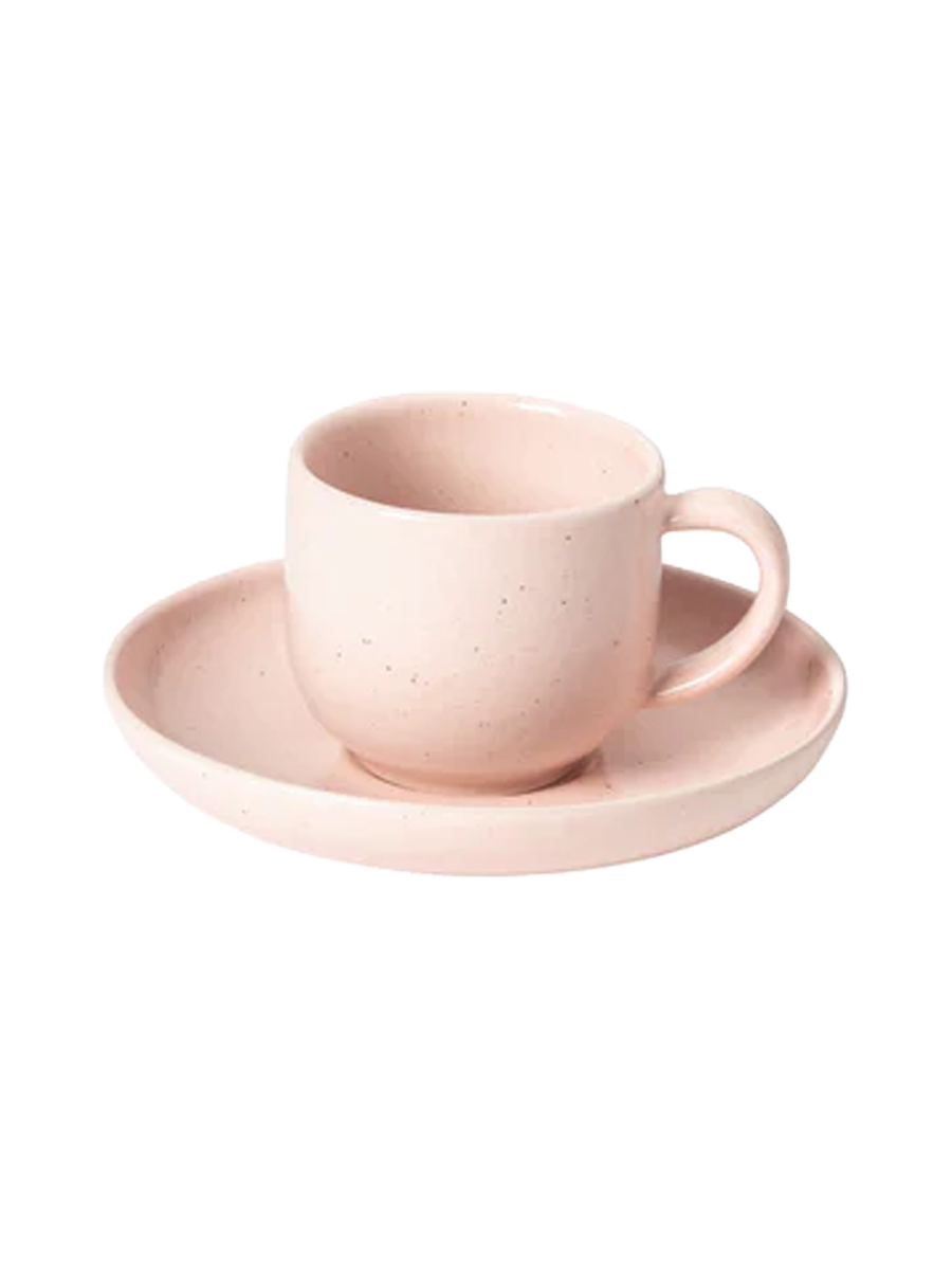 
Handmade Espresso Cup "Pacifica" with Saucer - Pink Marshmallow