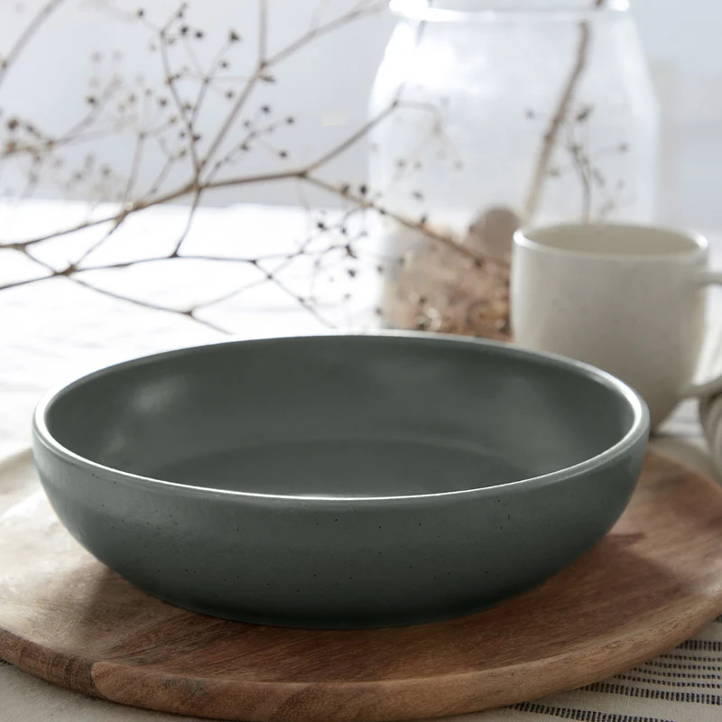 
Handmade Soup & Pasta Plates "Pacifica" - Artichoke Green