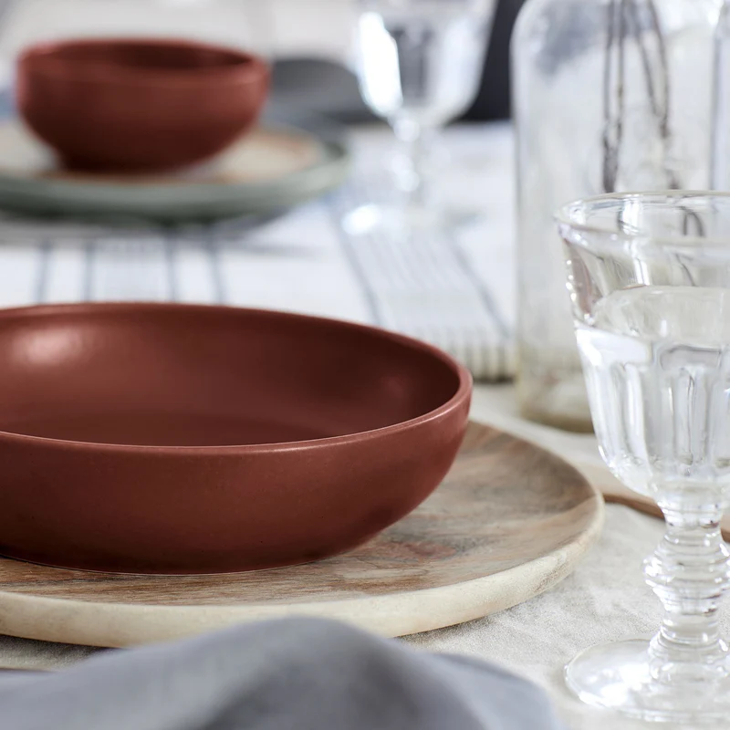 
Handmade Soup & Pasta Plates "Pacifica" - Cayenne Red