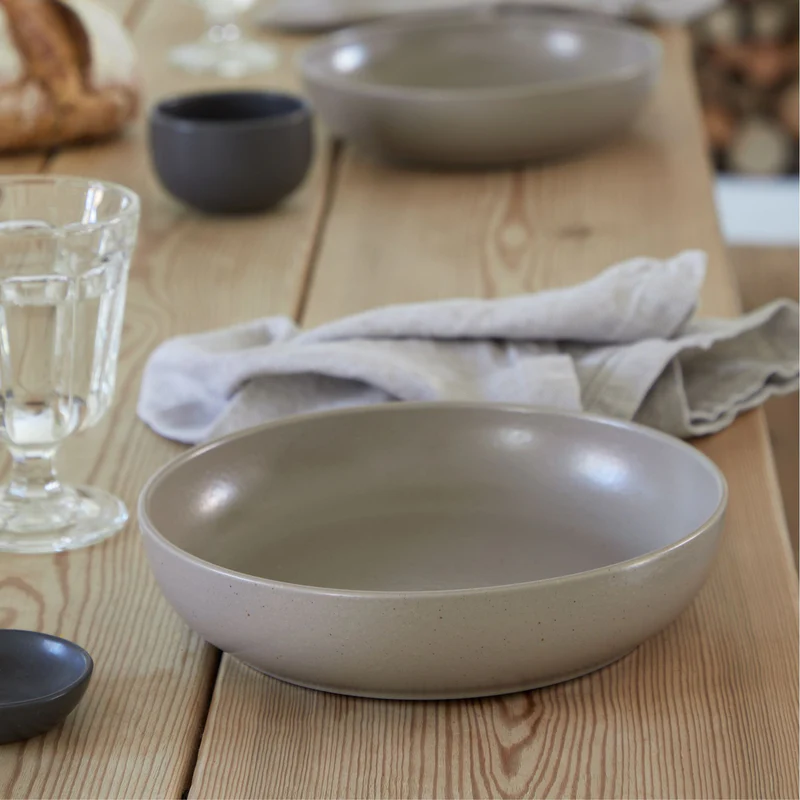 
Handmade Soup & Pasta Plates "Pacifica" - Taupe