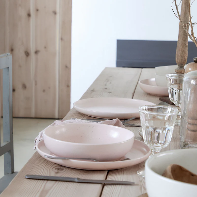 
Handmade Soup & Pasta Plates "Pacifica" - Pink Marshmallow