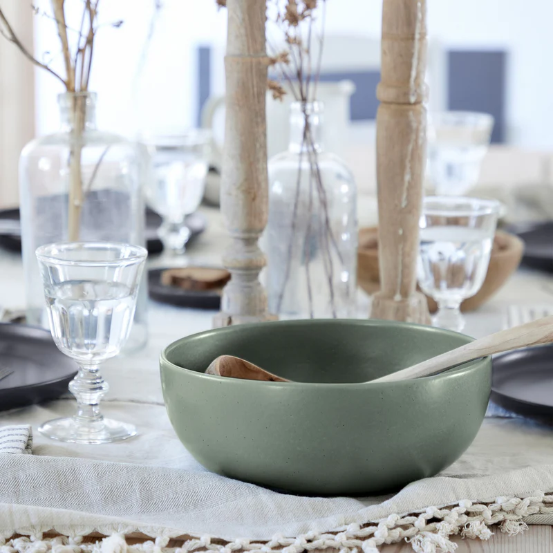 
Handmade Serving Bowl "Pacifica" - Artichoke Green / Medium