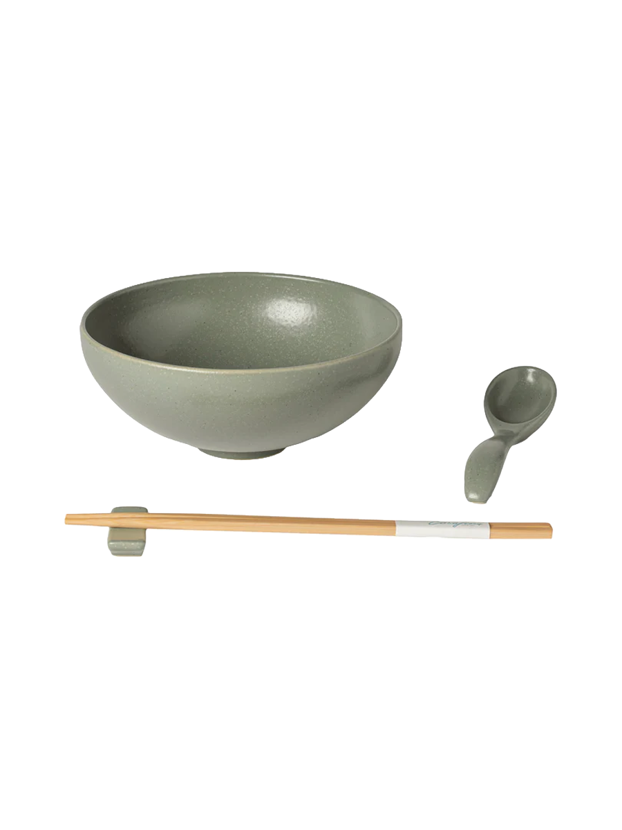 
Handmade 3-piece Ramen Set "Pacifica" - Artichoke Green