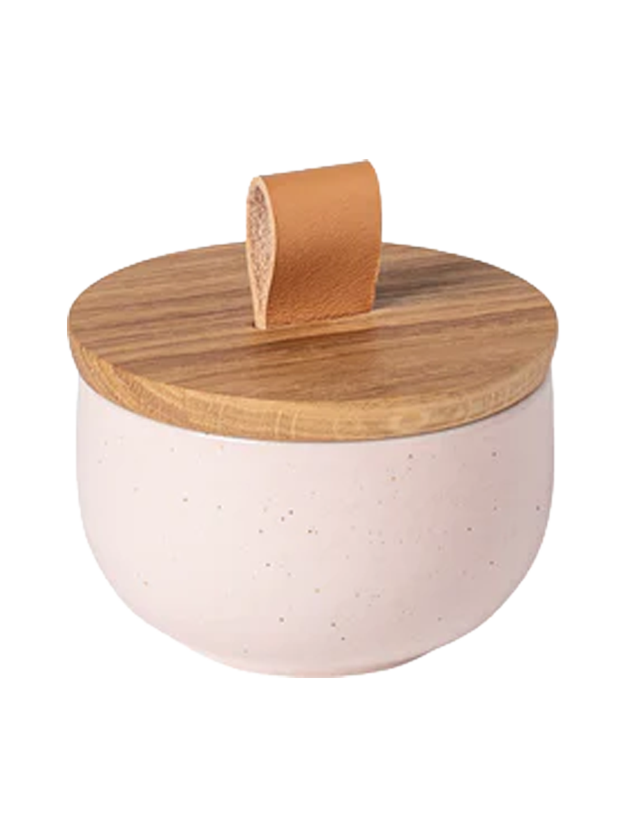 
Handmade Salt Cellar "Pacifica" with Wooden Lid - Pink Marshmallow