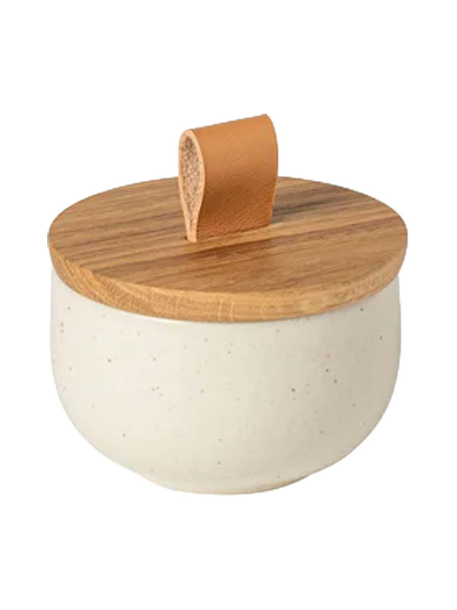 
Handmade Salt Cellar "Pacifica" with Wooden Lid - Vanilla