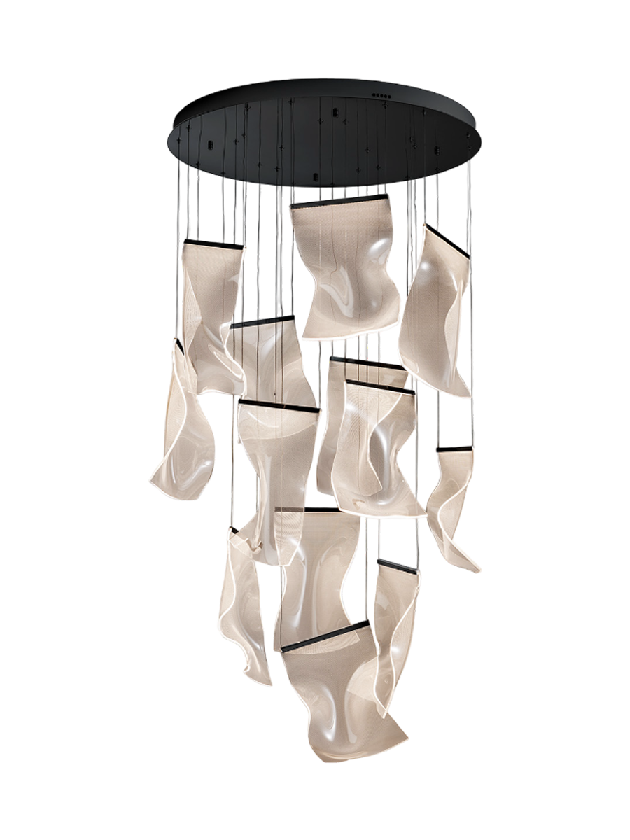 
Grande lampada a sospensione di design a LED «Velos XL» con telecomando - Argento
