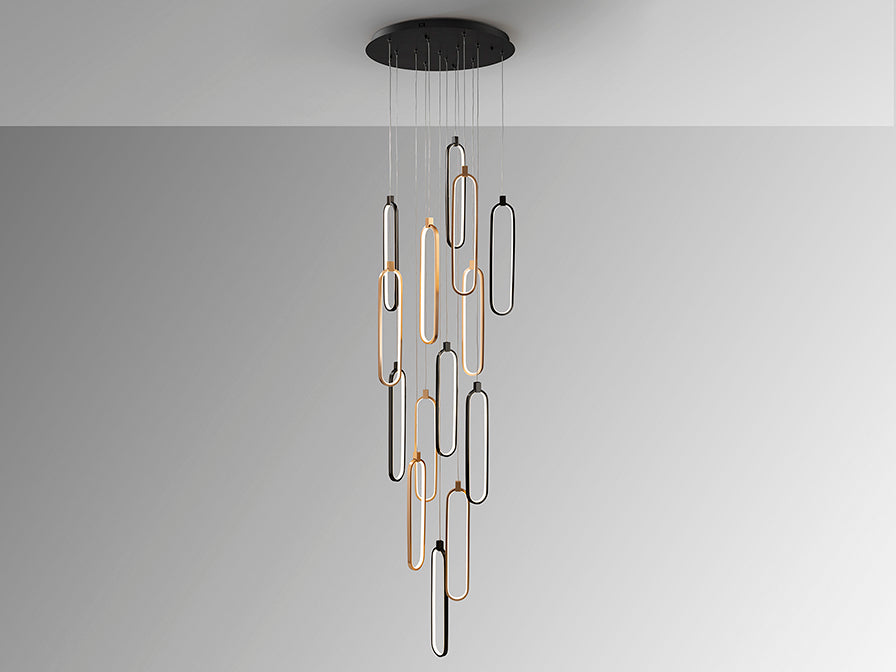 
Dimmbare LED Design Pendellampe „Colette XL“ mit Fernbedienung, 14-flammig