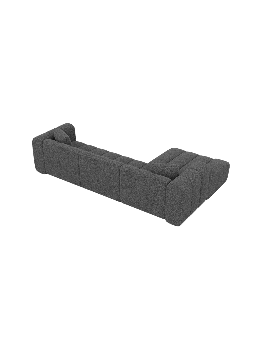 
4-Sitzer Design Ecksofa „Oliva“ mit Bouclé-Bezug - Bouclé Graphit / Eckteil links