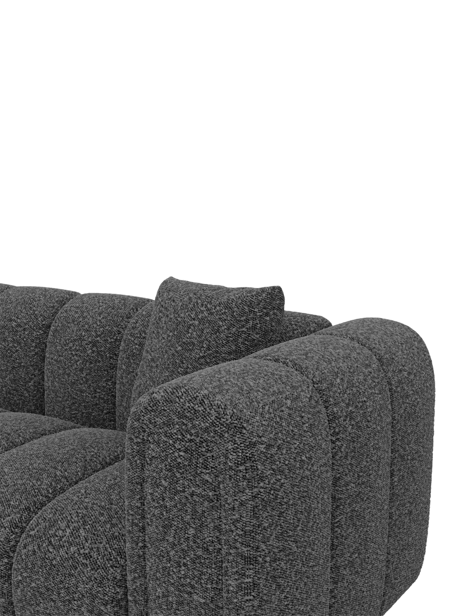 
4-Sitzer Design Ecksofa „Oliva“ mit Bouclé-Bezug - Bouclé Graphit / Eckteil links