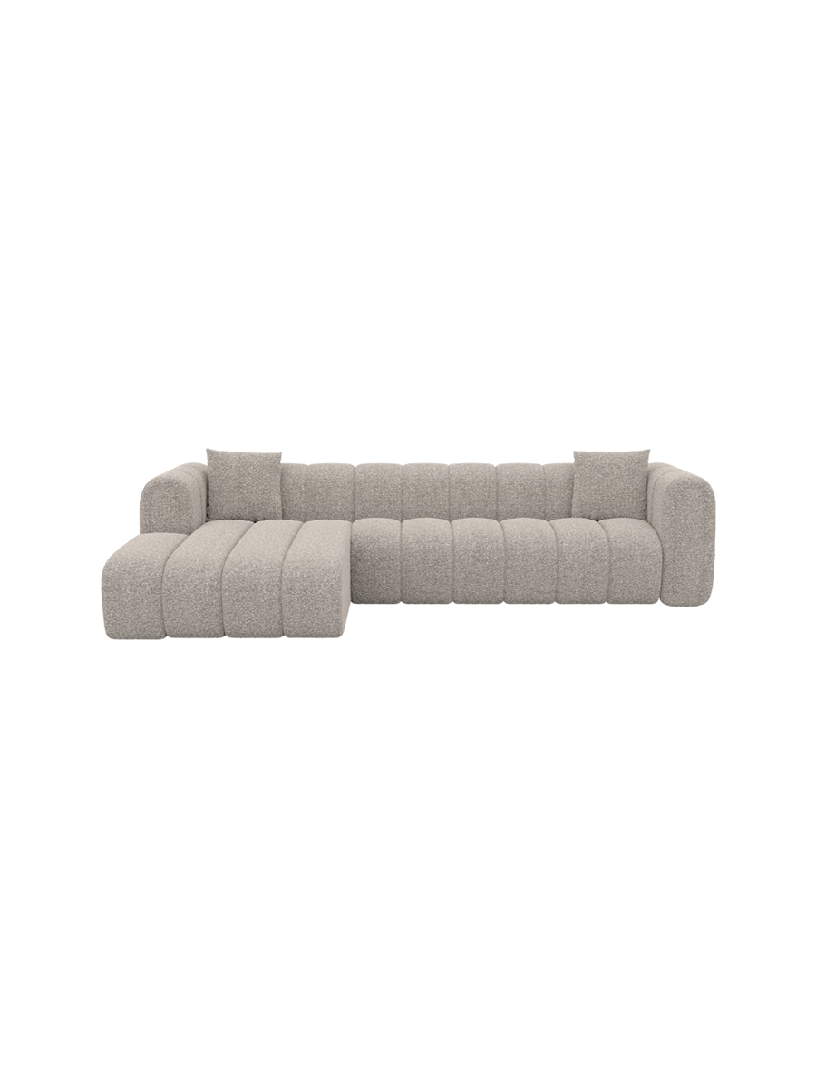 
4-Sitzer Design Ecksofa „Oliva“ mit Bouclé-Bezug - Bouclé Graphit / Eckteil links