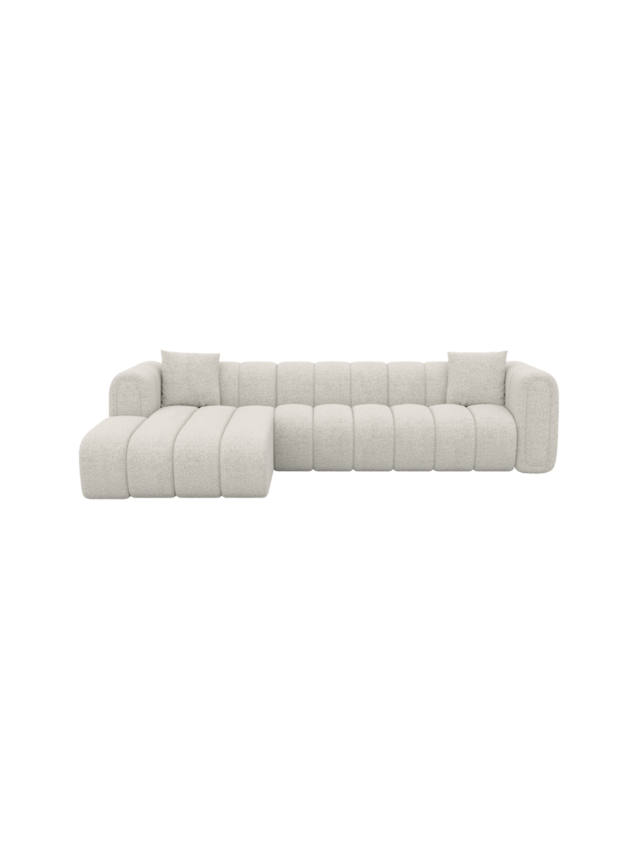 
4-Sitzer Design Ecksofa „Oliva“ mit Bouclé-Bezug - Bouclé Graphit / Eckteil links