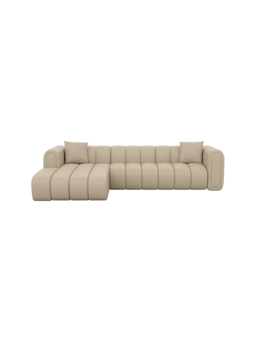 
4-Sitzer Design Echtleder Ecksofa „Oliva“ - Echtleder Beige / Eckteil links