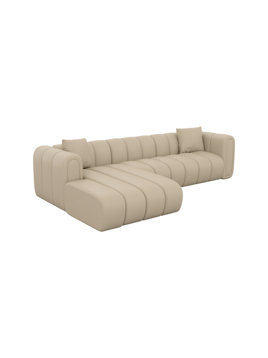 
4-Sitzer Design Echtleder Ecksofa „Oliva“ - Echtleder Beige / Eckteil links