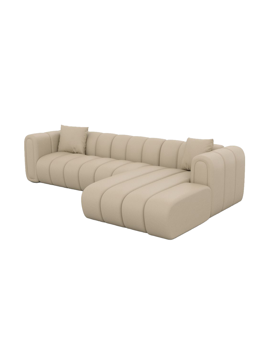 
4-Sitzer Design Echtleder Ecksofa „Oliva“ - Echtleder Beige / Eckteil links