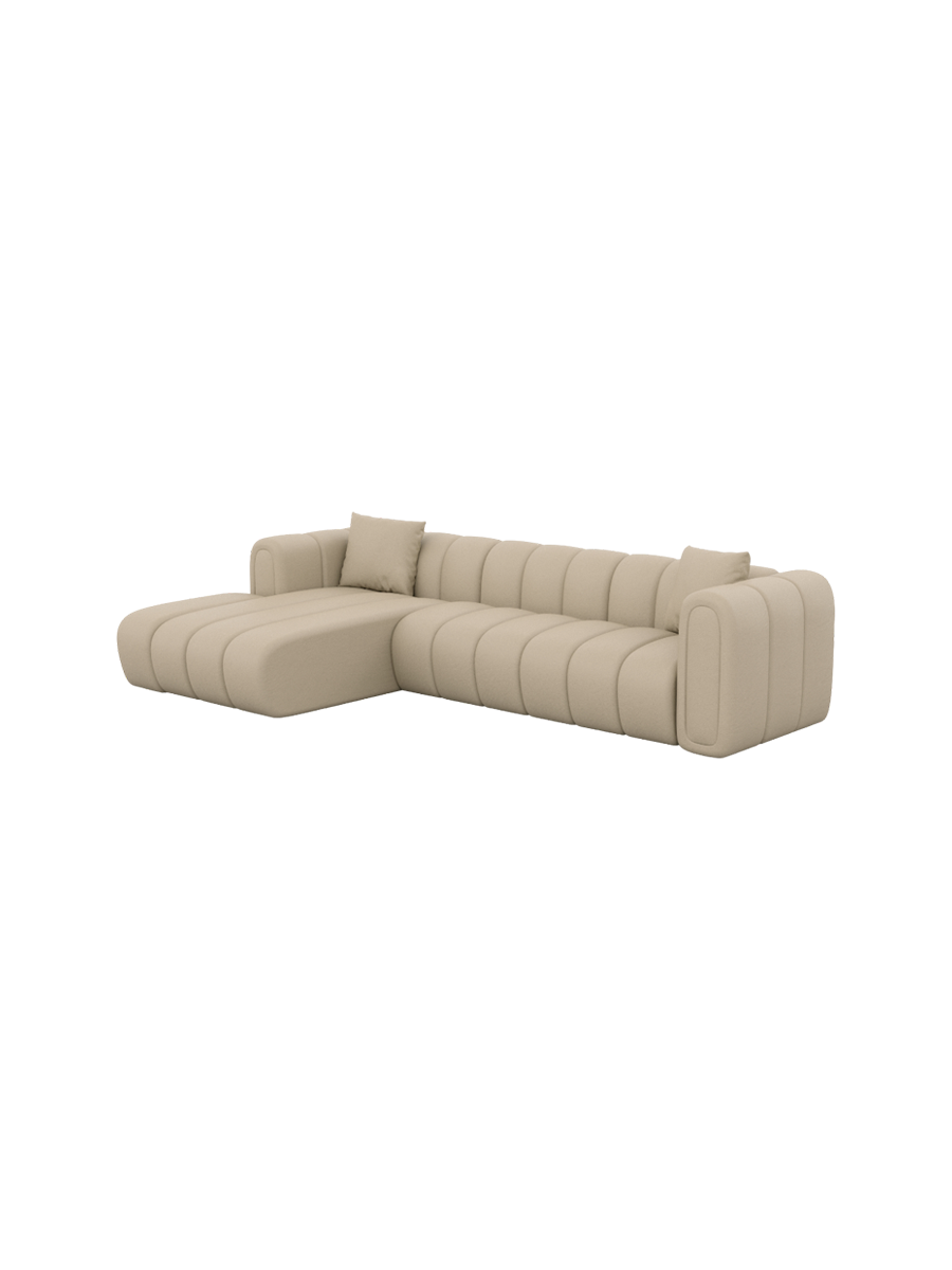 
4-Sitzer Design Echtleder Ecksofa „Oliva“ - Echtleder Beige / Eckteil links