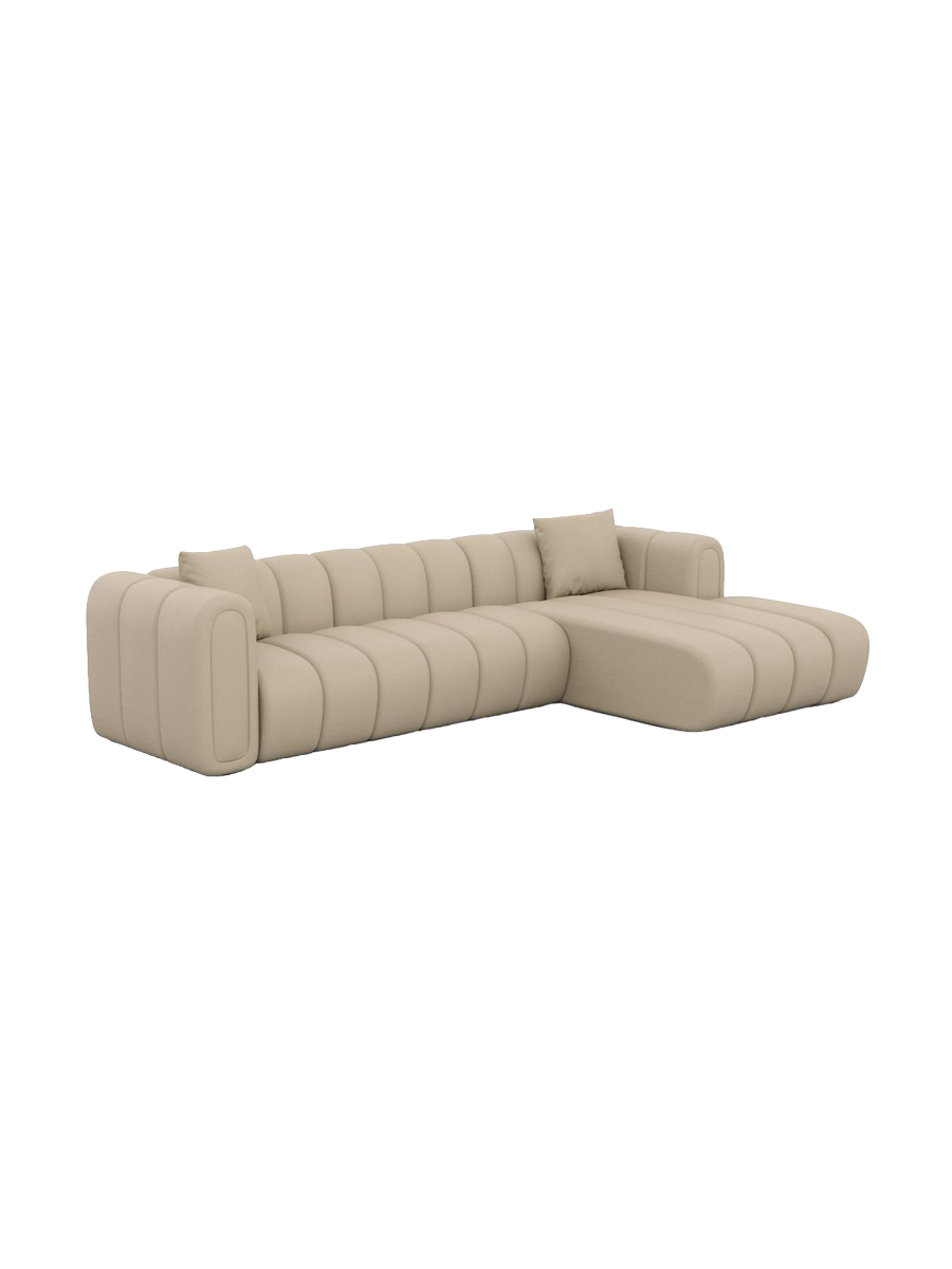 
4-Sitzer Design Echtleder Ecksofa „Oliva“ - Echtleder Beige / Eckteil links