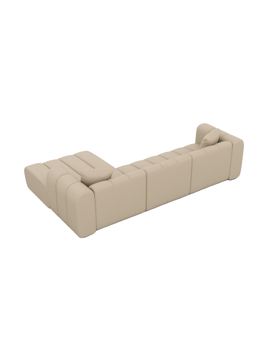 
4-Sitzer Design Echtleder Ecksofa „Oliva“ - Echtleder Beige / Eckteil links