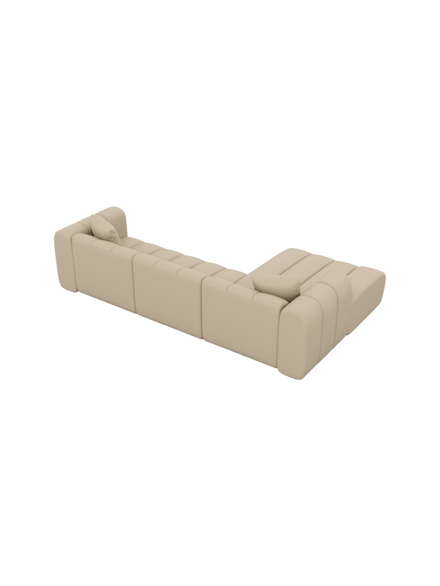 
4-Sitzer Design Echtleder Ecksofa „Oliva“ - Echtleder Beige / Eckteil links