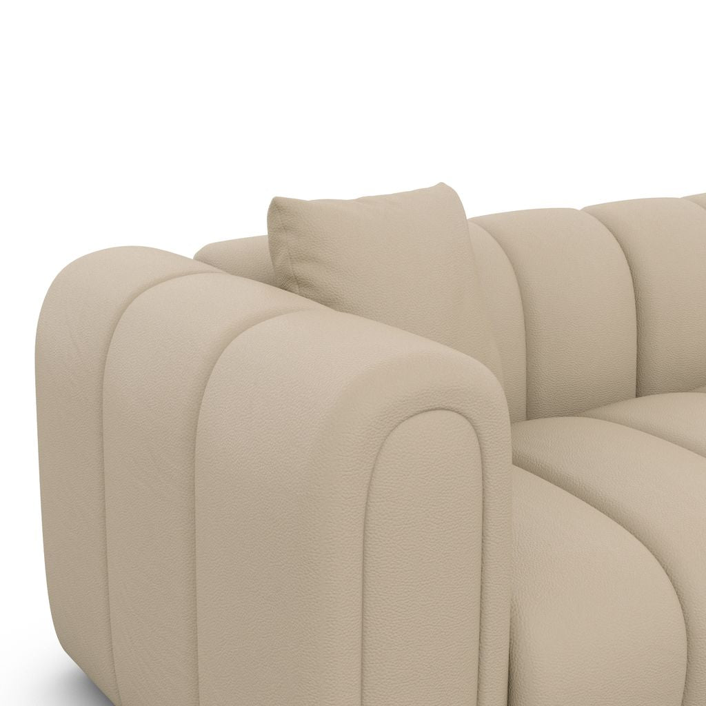 
4-Sitzer Design Echtleder Ecksofa „Oliva“ - Echtleder Beige / Eckteil links