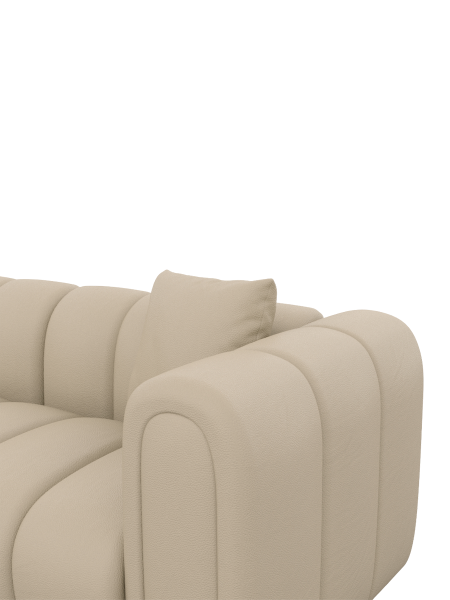 
4-Sitzer Design Echtleder Ecksofa „Oliva“ - Echtleder Beige / Eckteil links