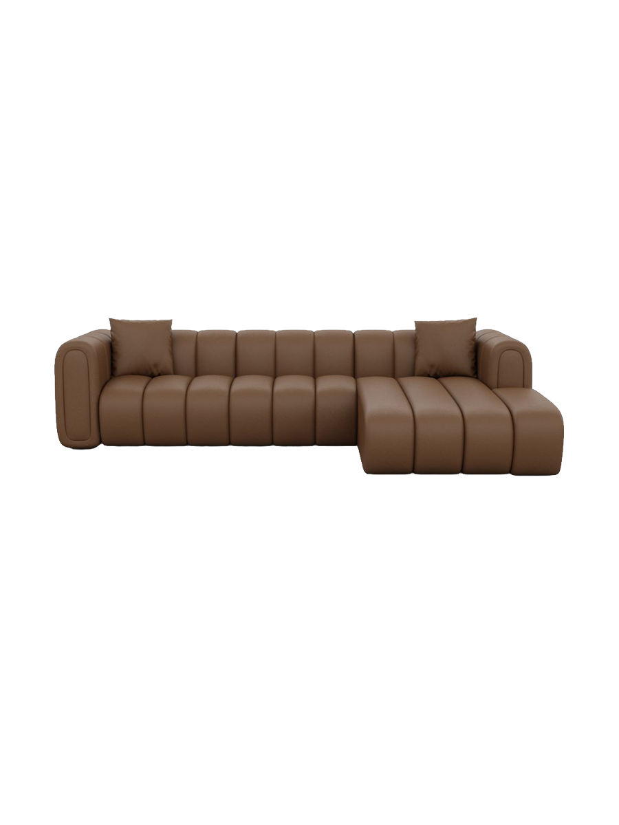 
4-Sitzer Design Echtleder Ecksofa „Oliva“ - Echtleder Beige / Eckteil links