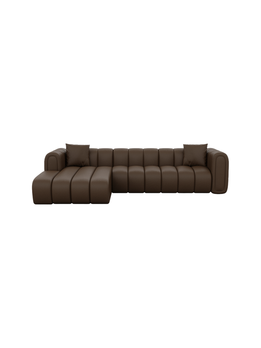 
4-Sitzer Design Echtleder Ecksofa „Oliva“ - Echtleder Beige / Eckteil links