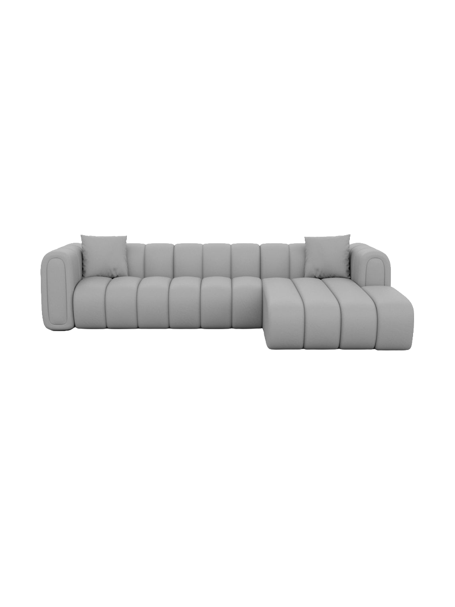 
4-Sitzer Design Echtleder Ecksofa „Oliva“ - Echtleder Beige / Eckteil links
