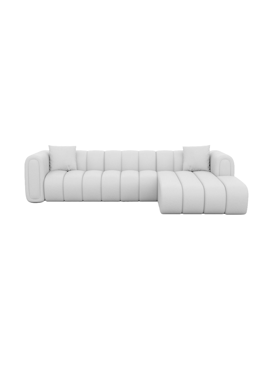 
4-Sitzer Design Echtleder Ecksofa „Oliva“ - Echtleder Beige / Eckteil links