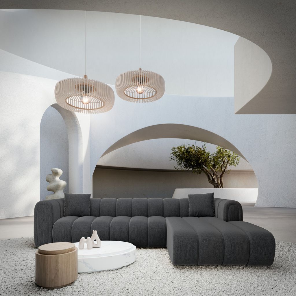 
4-seater designer corner sofa “Oliva” with textured-fabric upholstery - Textured fabric Anthracite / Left corner section