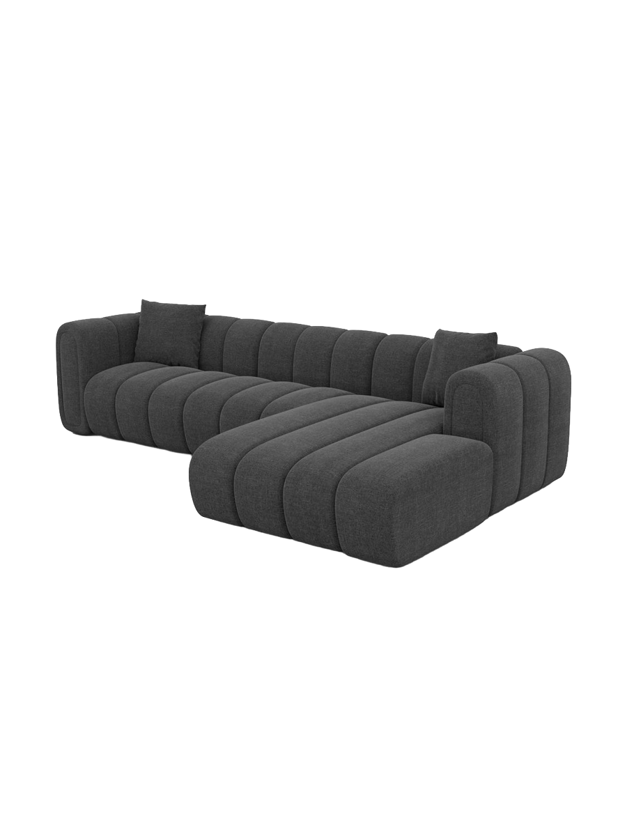 
4-seater designer corner sofa “Oliva” with textured-fabric upholstery - Textured fabric Anthracite / Left corner section