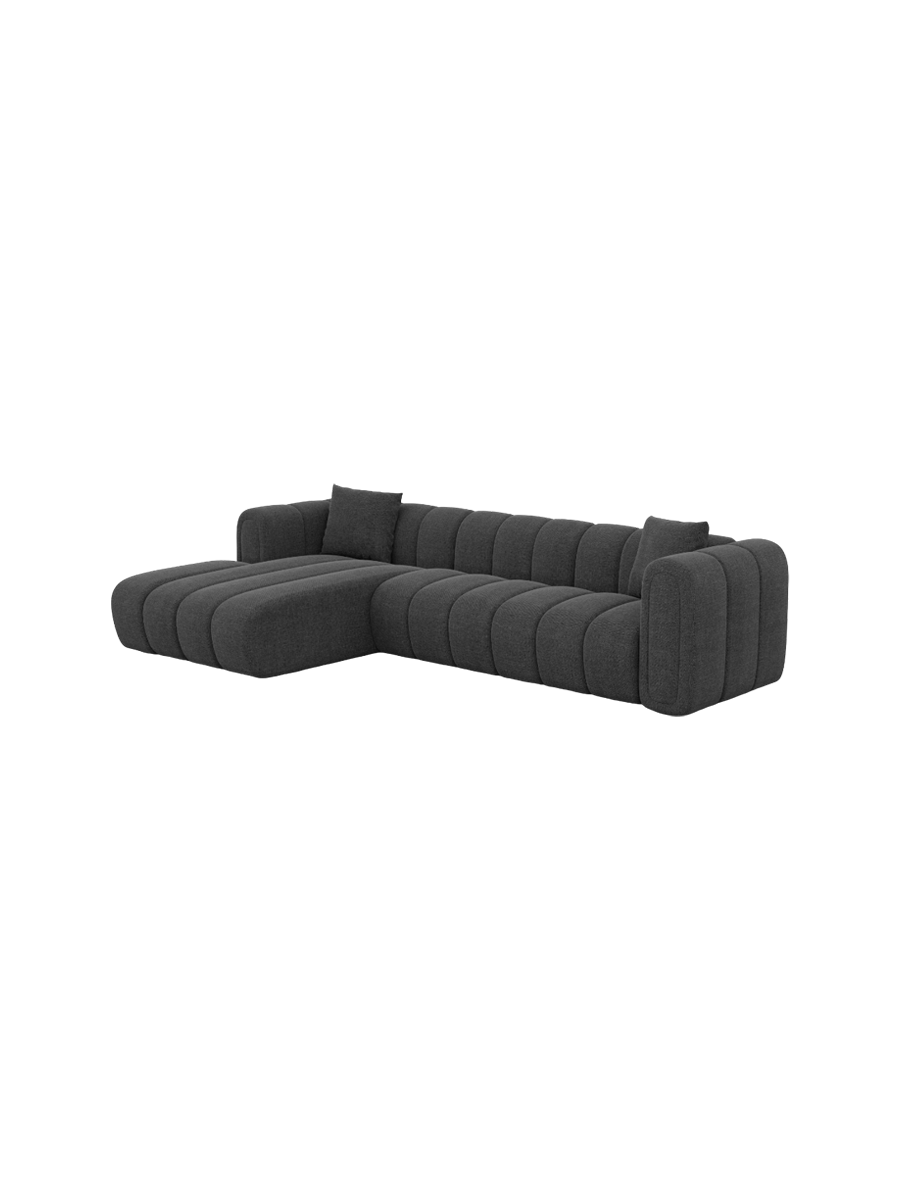 
4-Sitzer Design Ecksofa „Oliva“ mit Strukturstoff-Bezug - Strukturstoff Anthrazit / Eckteil links
