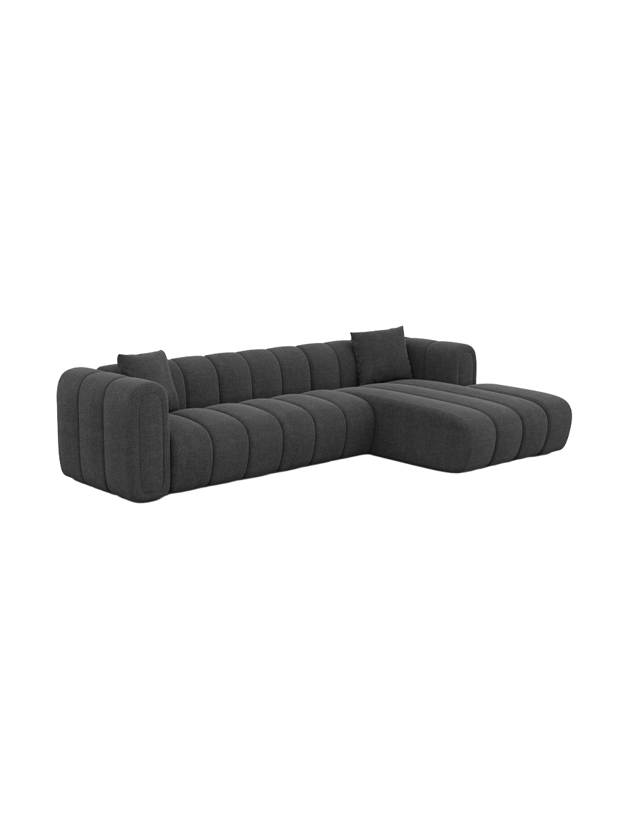 
4-seater designer corner sofa “Oliva” with textured-fabric upholstery - Textured fabric Anthracite / Left corner section