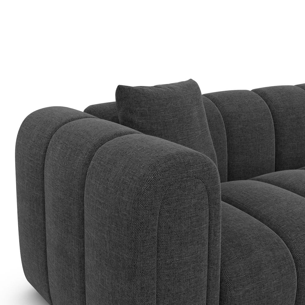
4-seater designer corner sofa “Oliva” with textured-fabric upholstery - Textured fabric Anthracite / Left corner section