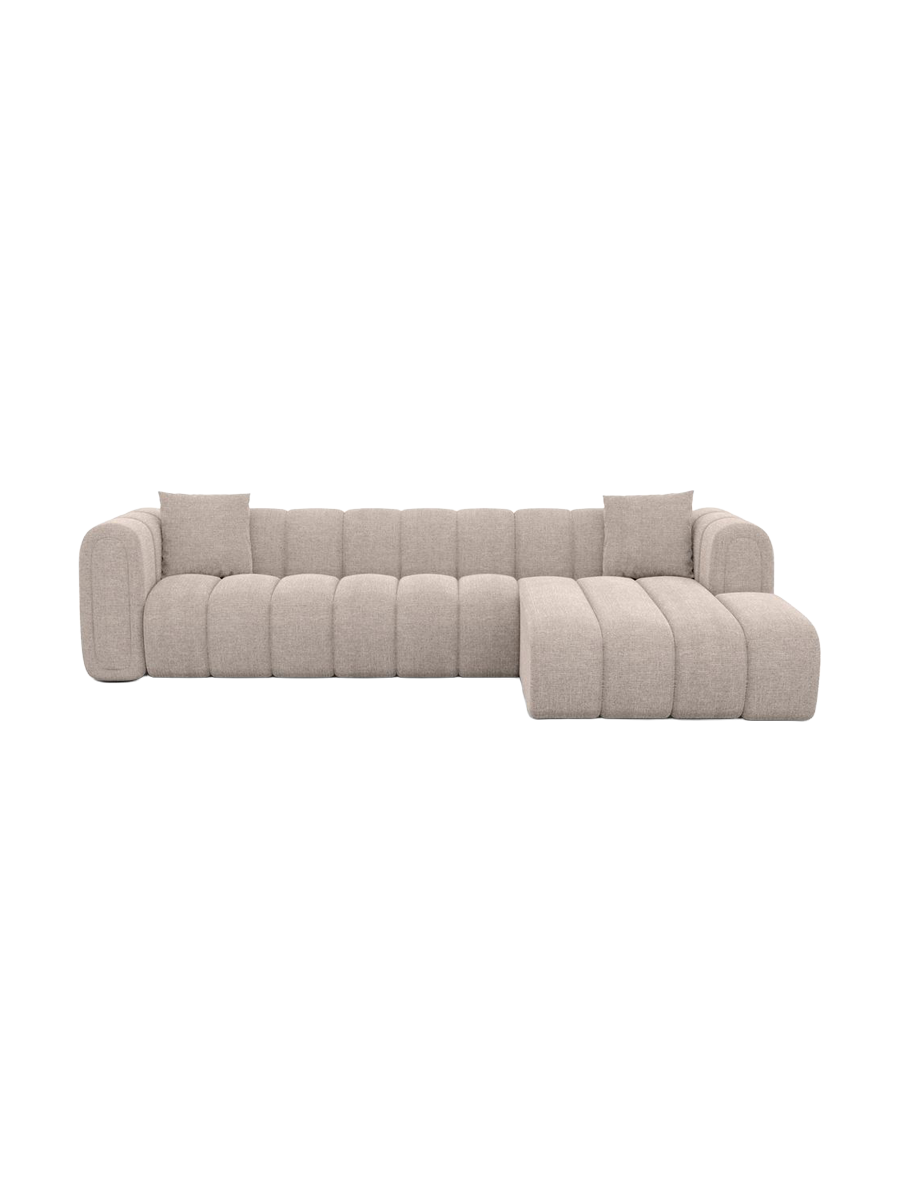 
4-seater designer corner sofa “Oliva” with textured-fabric upholstery - Textured fabric Anthracite / Left corner section