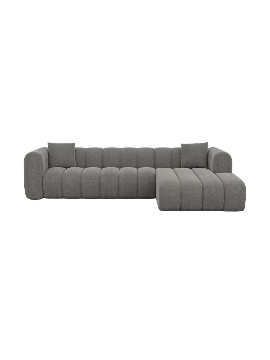 
4-seater designer corner sofa “Oliva” with textured-fabric upholstery - Textured fabric Anthracite / Left corner section