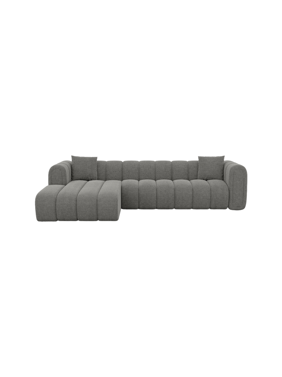 
4-Sitzer Design Ecksofa „Oliva“ mit Strukturstoff-Bezug - Strukturstoff Anthrazit / Eckteil links