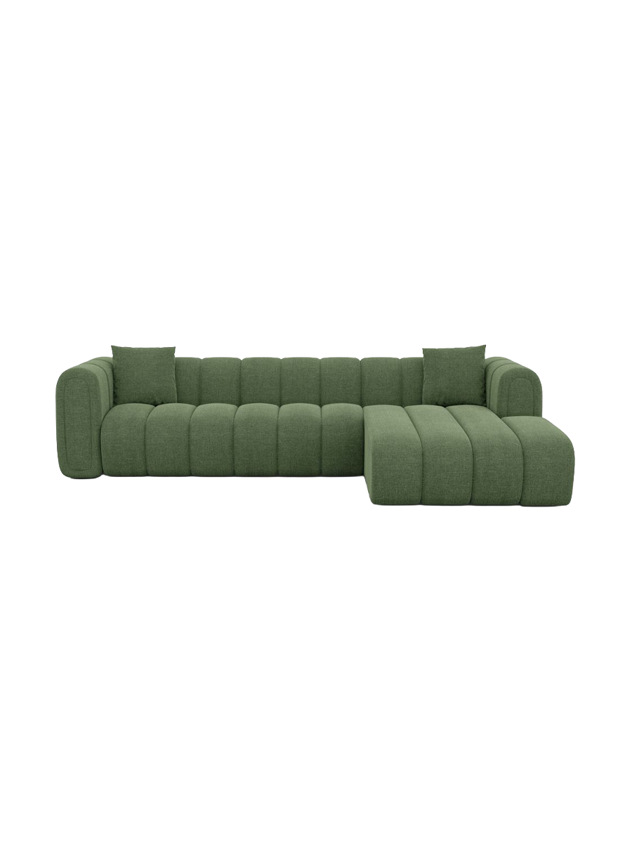 
4-seater designer corner sofa “Oliva” with textured-fabric upholstery - Textured fabric Anthracite / Left corner section