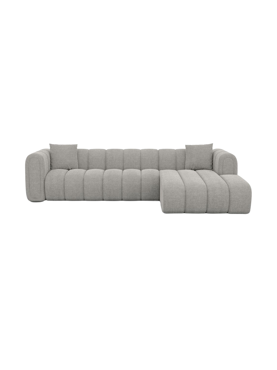 
4-seater designer corner sofa “Oliva” with textured-fabric upholstery - Textured fabric Anthracite / Left corner section