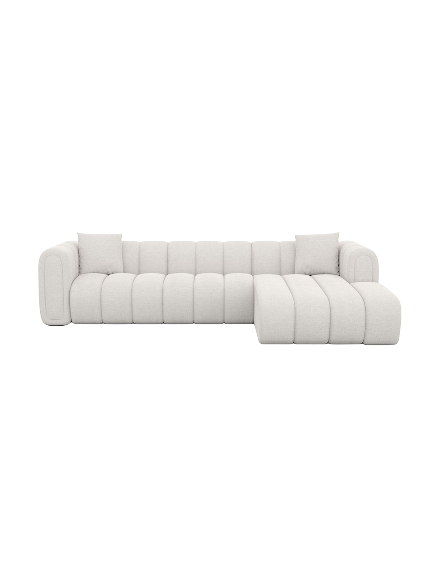 
4-seater designer corner sofa “Oliva” with textured-fabric upholstery - Textured fabric Anthracite / Left corner section