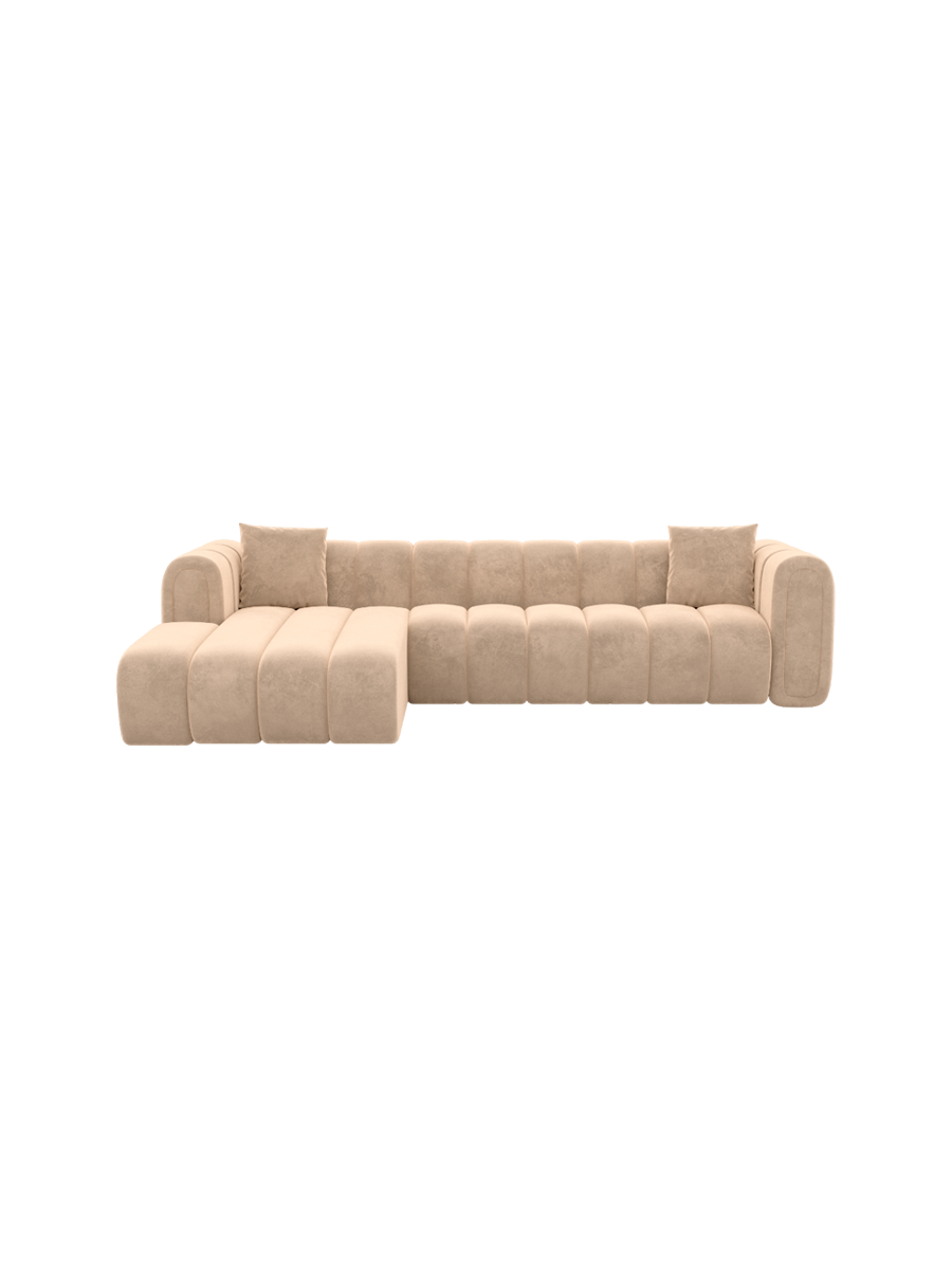 
4-Sitzer Design Ecksofa „Oliva“ mit Samtbezug - Samtbezug Königsblau / Eckteil links