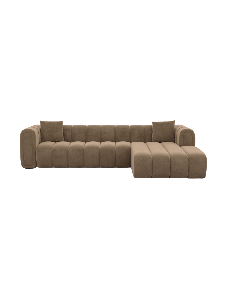 
4-Sitzer Design Ecksofa „Oliva“ mit Samtbezug - Samtbezug Königsblau / Eckteil links