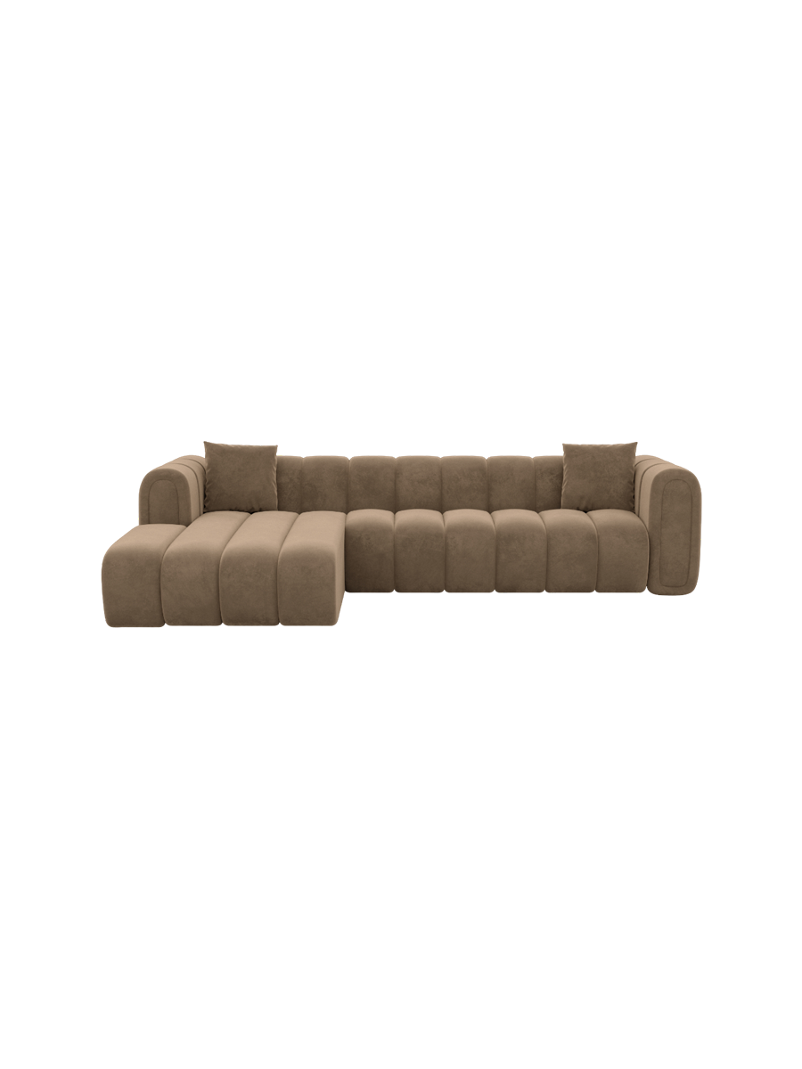 
4-Sitzer Design Ecksofa „Oliva“ mit Samtbezug - Samtbezug Königsblau / Eckteil links