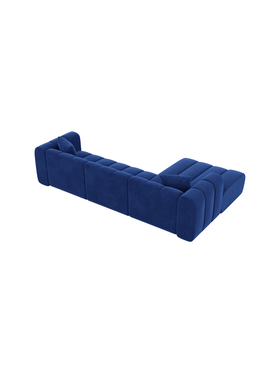 
4-Sitzer Design Ecksofa „Oliva“ mit Samtbezug - Samtbezug Königsblau / Eckteil links