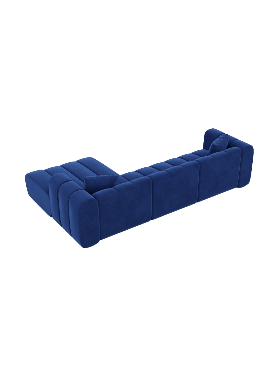 
4-Sitzer Design Ecksofa „Oliva“ mit Samtbezug - Samtbezug Königsblau / Eckteil links