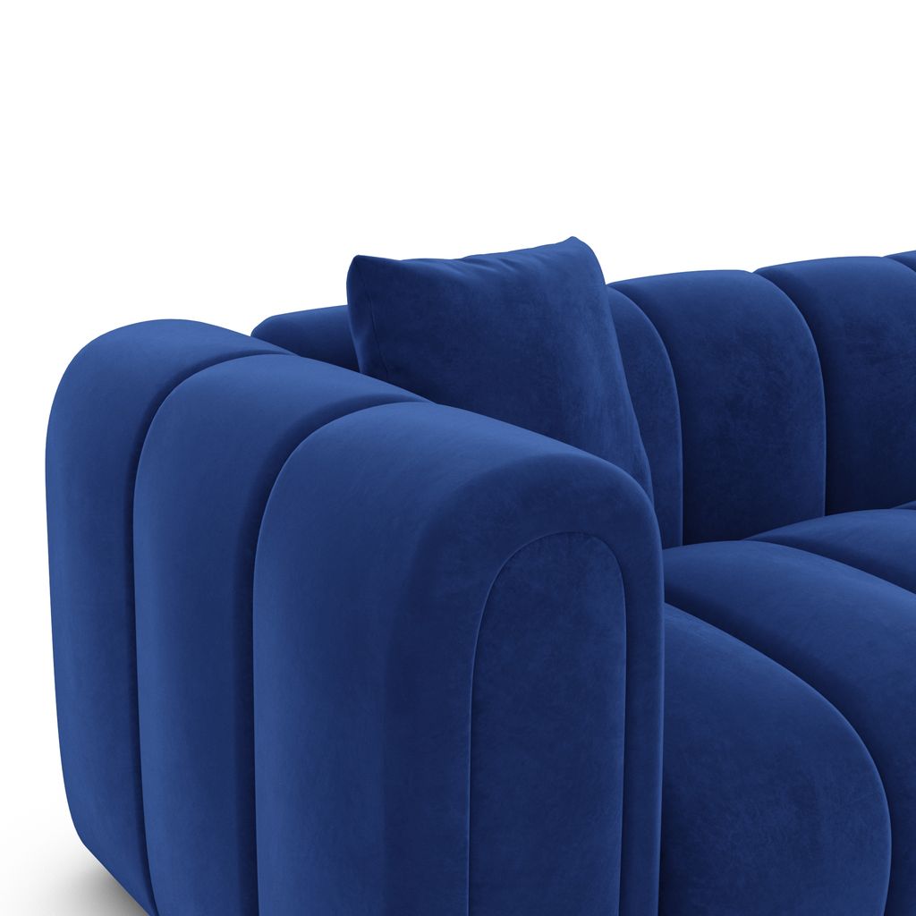 
4-Sitzer Design Ecksofa „Oliva“ mit Samtbezug - Samtbezug Königsblau / Eckteil links