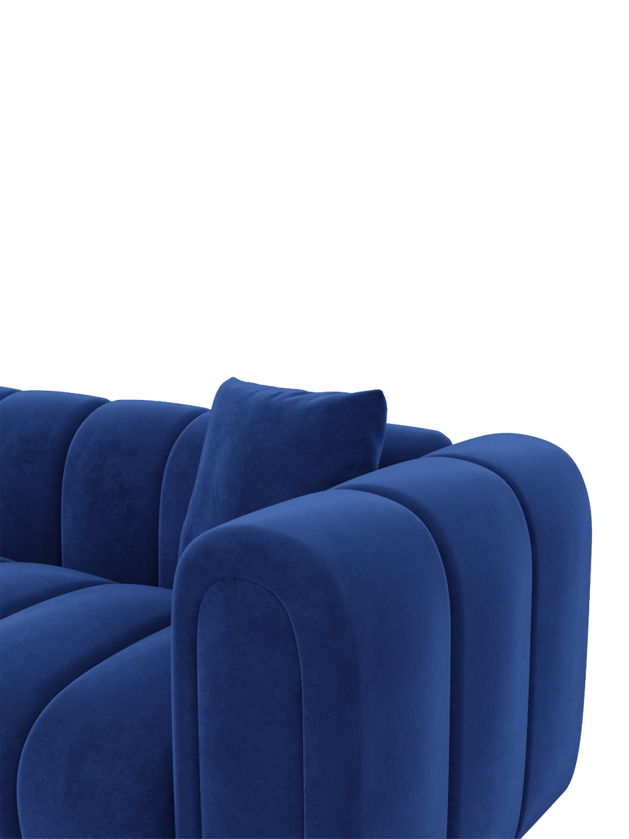 
4-Sitzer Design Ecksofa „Oliva“ mit Samtbezug - Samtbezug Königsblau / Eckteil links