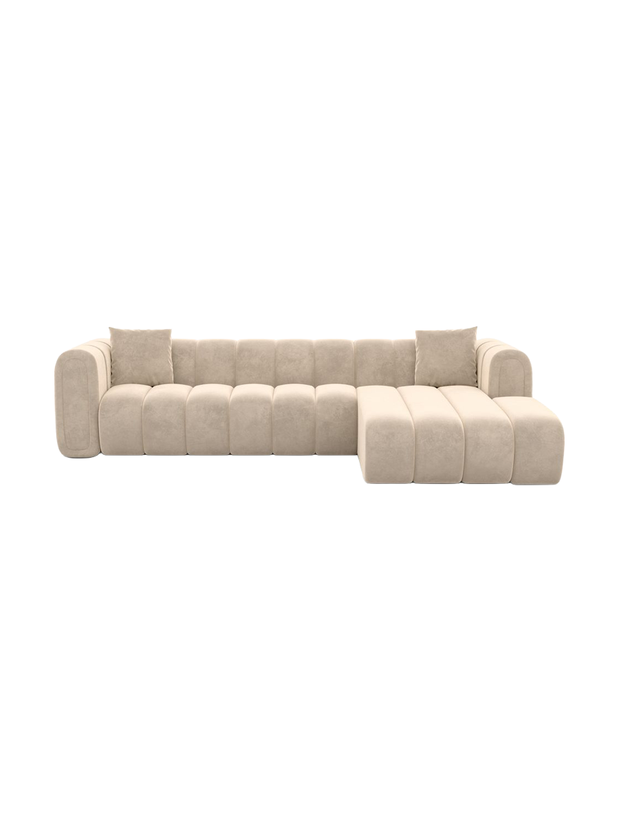 
4-Sitzer Design Ecksofa „Oliva“ mit Samtbezug - Samtbezug Königsblau / Eckteil links