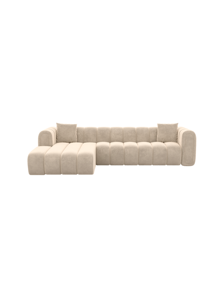 
4-Sitzer Design Ecksofa „Oliva“ mit Samtbezug - Samtbezug Königsblau / Eckteil links