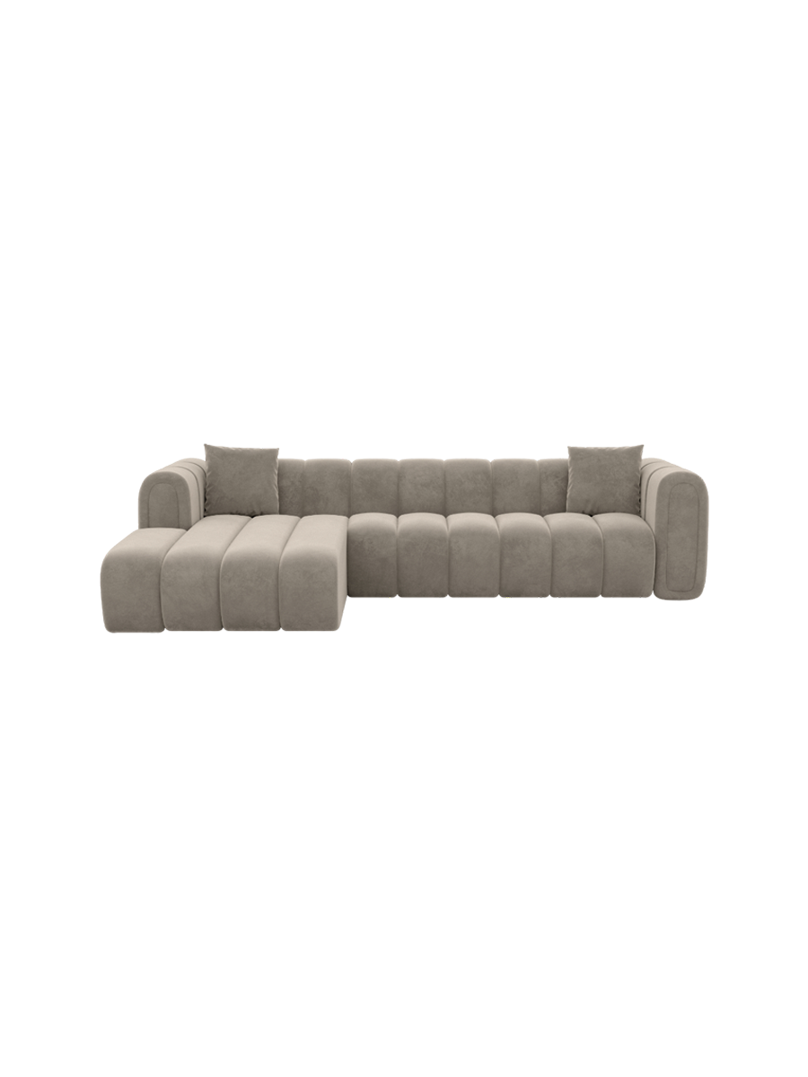 
4-Sitzer Design Ecksofa „Oliva“ mit Samtbezug - Samtbezug Königsblau / Eckteil links